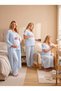 New Season Blue Muslin Fabric Buttoned Breastfeeding Compatible Design Short Sleeve 100% Cotton Maternity Nightgown Pajama Set - 7