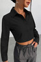 Black - Women's Long Sleeve Crop Shirt