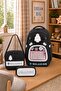 School Bag Set of 3 Black Backpack Lunch Bag Pencil Case Orthopedic Water Repellent Student - 5