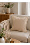 Aura Lace Detailed Tasseled Beige Throw Pillow Cover - 3