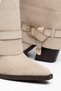 Women's Cowboy Boots - Long Heel, Pointed Toe, Buckle, Thick Heel, Faux Leather - 3