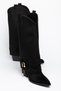 Women's Cowboy Boots - Long Heel, Pointed Toe, Buckle, Thick Heel, Faux Leather - 4