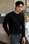 Men's Slim Fit Long Sleeve Crew Neck Lycra Cotton T-Shirt - 4