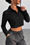 Black - Women's Long Sleeve Crop Shirt - 3