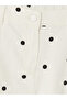 Ecru Elastic Waist Polka Dot Girls' Trousers - 2