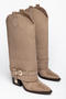 Women's Cowboy Boots - Long Heel, Pointed Toe, Buckle, Thick Heel, Faux Leather - 2