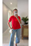 Dlvin Giola Red Decorative Stitched Crew Neck T-Shirt - 2