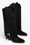 Women's Cowboy Boots - Long Heel, Pointed Toe, Buckle, Thick Heel, Faux Leather - 2