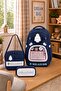 School Bag Set of 3 Navy Blue Backpack Lunch Bag Pencil Case Orthopedic Water-Repellent Student - 5