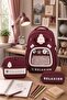 School Bag Set of 3 Burgundy Backpack Lunch Bag Pencil Case Orthopedic Water Repellent Student - 6