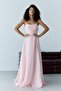 Powder Strapless Collar Draped Chiffon Long Evening Dress - 4
