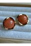 Gold Orange Stone Earrings - 3