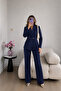 Front Pleated Jacket and Trousers Double Blazer Set - 3
