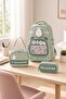 School Bag Set of 3 Green Backpack Lunch Bag Pen Holder Orthopedic Water Repellent Student - 5
