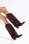 Women's Cowboy Boots - Long Heel, Pointed Toe, Buckle, Thick Heel, Faux Leather - 6