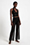 Black Tulle Crop Top-Pants Set
