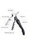 Double Hinged Professional Waiter Type Stainless Steel Wine Opener (with Foil Cutter) - 7