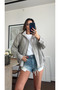 Khaki Checkered Chiffon Bomber Jacket - 70166 - 5