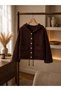 Hooded, Drawstring, Soft Textured Women's Beaded Knit Cardigan - 4