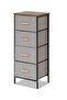 4-Tier Fabric Storage Dresser Tower with Wood Top and Pull Drawers, Grey