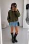 Women's Oversize Suede Bomber Jacket - 7