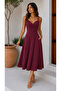 Standing Out with Elegance |   Women's Rope Strap Double Breasted Collared Janjan Crepe Midi Dress
