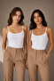 Women's Thin Strap Modal Cotton Flexible Undershirt 2 Pack White