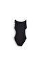 Girl's Black Ruffled Side Cutout Detailed Swimsuit