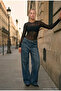 Women's Dark Denim Jeans 2W6-8 Straight Fit with Belt Detail - 3