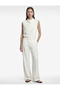 High Collar Sleeveless Blouse with Drape Detail