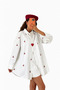 Premium Design Denim Jacket with Fruit Figure Embroidery Oversized Denim Jacket - 3