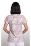 Women's V-Neck Bat Sleeve Square Patterned White Terycotton Fabric Doctor Nurse Scrubs Uniform Single Top - 5