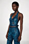 Patterned tulle crop top-pant set - 4