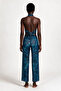 Patterned tulle crop top-pant set - 3