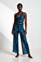 Patterned tulle crop top-pant set