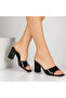 Sofia Black Patent Leather Heeled Slippers