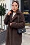 Two-Button Plush Coat Brown Hm262506 - 3