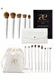 14 piece Pearl Make Up Brush Set, V- Shape Puff, Soft Canvas Bag, Make Up Bag