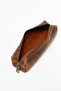 Genuine Calfskin Leather Medium Size Single Compartment Premium Zippered Pen Holder Tan - 6