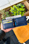 9-Piece Genuine Leather Premium Men's Gift Set Compatible with iPhone 17 Pro Max Wallet Case Card Holder Navy Blue - 2