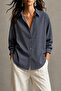 Women's Regular Oxford Fabric Micro Check Long Sleeve Button down Shirt