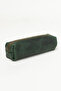 Genuine Calfskin Leather Medium Size Single Compartment Premium Zippered Pen Holder Khaki - 3