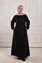 Shirt Collar Muslin Dress Black - 6