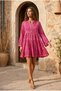 Women's Bohemian Mirror Embroidered Mini Dress - Ethnic Embroidered Flowy Authentic Tunic Dress - 2