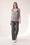 Gray Floral Detailed Knitwear Blouse