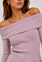 Women's Lilac Soft Textured Body-Hugging Madonna Collar Blouse - 5