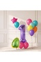Purple Number Balloons Tropical Leaf Birthday Balloon Set 1 Year Old Colorful Party Decoration 12 Pieces