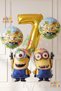 Minions Balloon Set 5 Pieces 7 Years Old Minion Kevin and Minion Stuart Birthday Set Gold Color Number Foil Balloon and Minion Foil Balloon Set