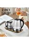 2-in-1 Electric Kettle & Glass Tea Maker Set, 1.8L Glass Water Kettle + 1.2L Tea Pot - 2