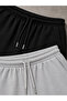 Seasonal 2-Piece Sweatpants (Black-Grey) Oversize Comfortable Fit Wide Leg - 6